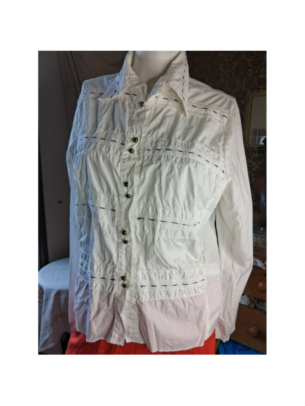 Elisa Cavaletti Italy Button-Up Blouse Shirt Cotton Silk Elastene Women Size XXL